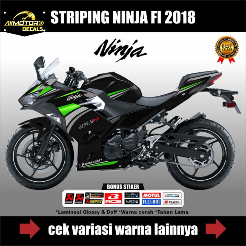 Striping Kawasaki Ninja 250 Fi 2018 Grafis Simpel / Decal stiker motor Ninja Fi 250Cc