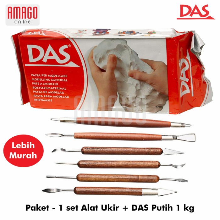 

Ukirku Paket Murah - 1 Das Clay 1 Kg Putih + 1 Set Alat Ukir Gagang Kayu