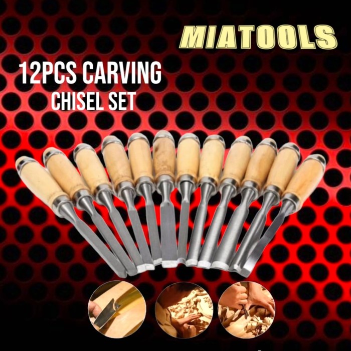 

Ukirku Set Pisau Ukir Pahat Kayu 12 In 1 / Wood Carving Art Chisel