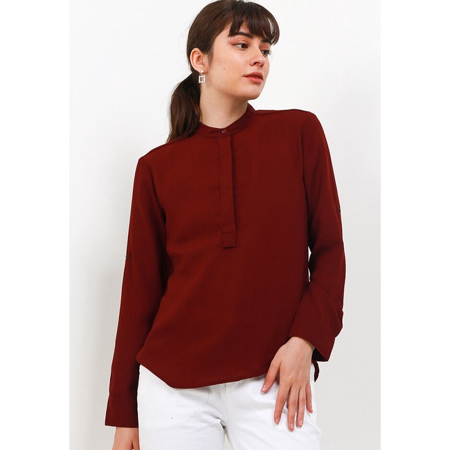 Blouse Wanita Cardinal Original Cewek Basic Chic Poliester Femme Lengan Panjang Perempuan