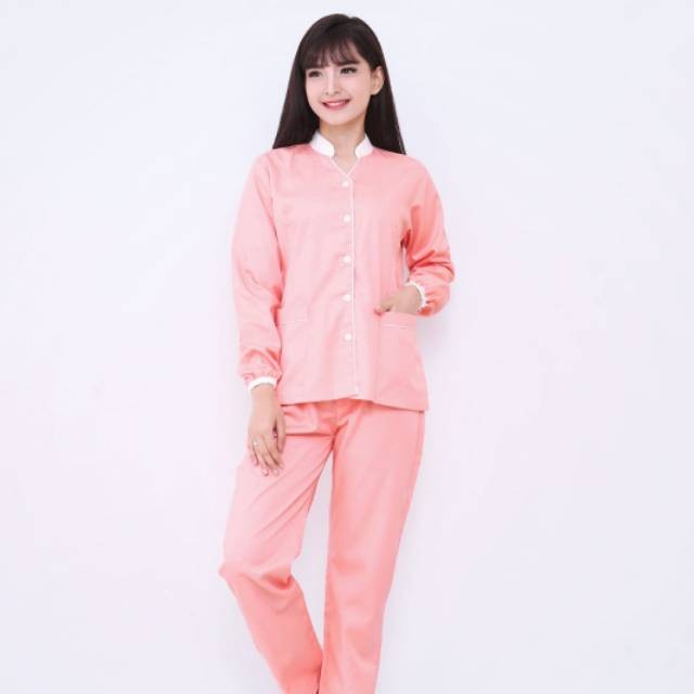 Terlaris Baju Suster Lengan Panjang Scarlett Peach / Baju Baby Sitter