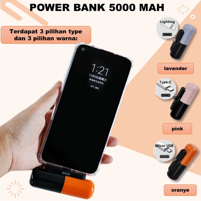 POWERBANK 5000 MAH MINI PORTABLE FAST CHARGING IPHONE ANDROID MICROUSB