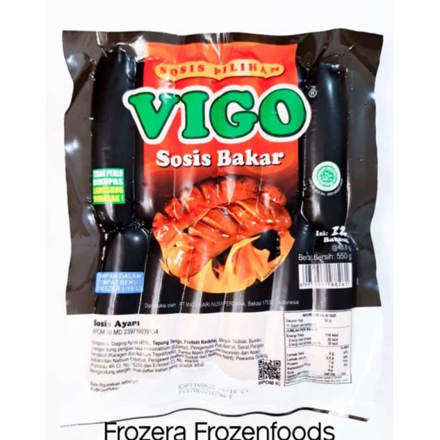 

[DIJAMIN FRESH] VIGO Sosis Bakar Jumbo Ayam isi 11 + 1 Biji / 500gr / Frozenfoods Murah