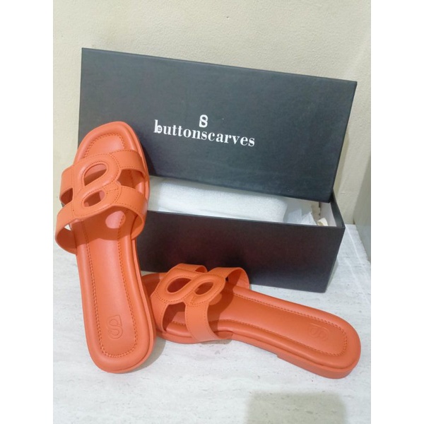 preloved 1x pakai like new sandal buttonscarves (41 oranges) BUKAN AS IS KARNA BELI DISTORE ADA STRU