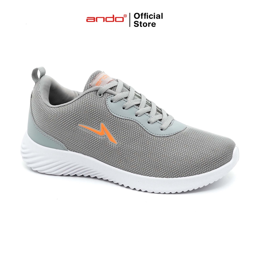 Ando Official Sepatu Sneakers Daffin Pria Dewasa - Abu-Abu Muda/Orange