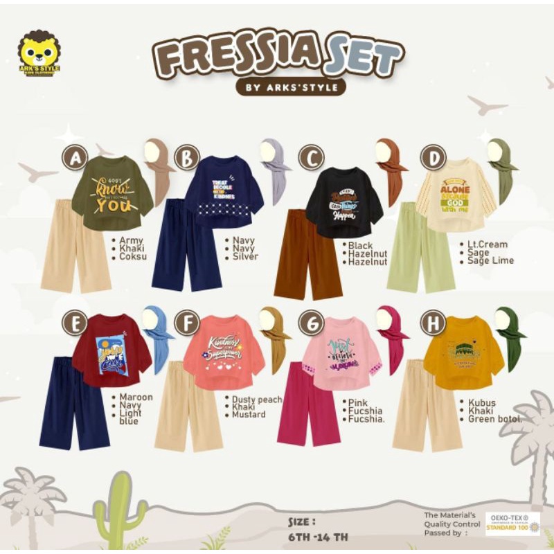 TUNIK REMAJA - SETELAN KULOT TUNIK  ANAK REMAJA USIA 6 - 12T FRESSIA SET ARK'STYLE