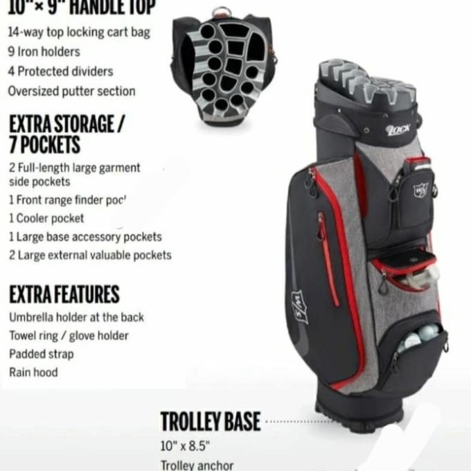 Tas Golf Bag Wilson 14 Lock Holder Original