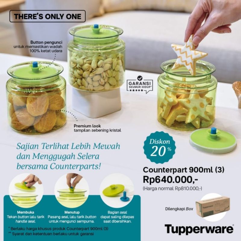 toples counterpart 900ml tupperware