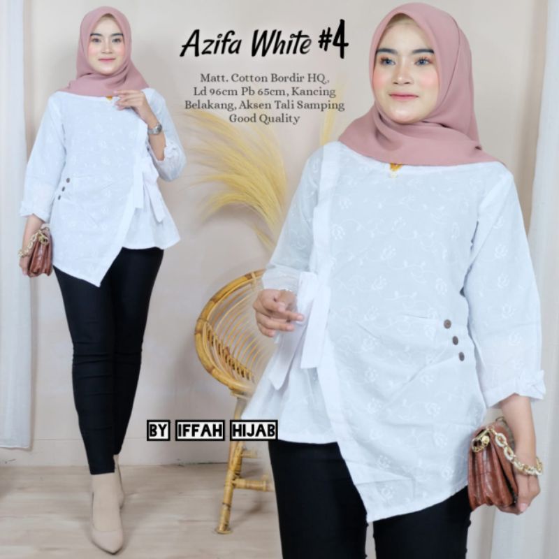 Baju atasan putih wanita Azifa White # 4 blouse putih pesta wanita high quality Baju atasan putih bo