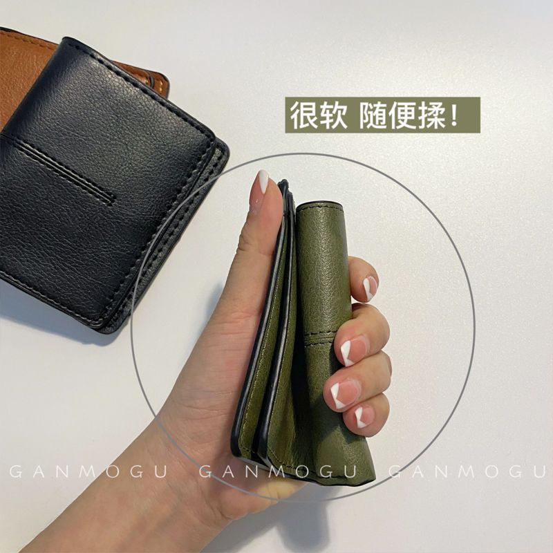 Dompet kecil terbaru Sera Dongdaemun mahasiswi warna solid dompet sederhana lipat dua kali lipat dompet koin kecil dan tipis