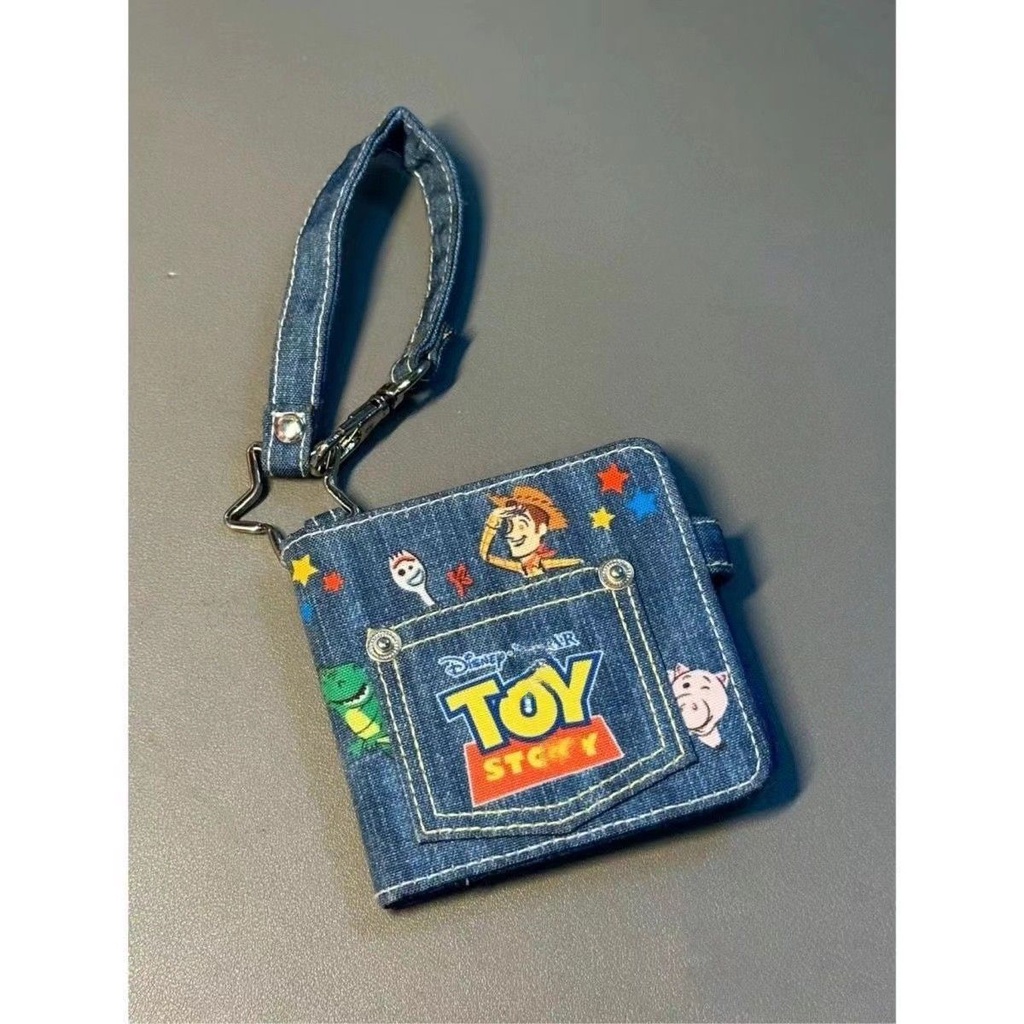 Sera Toy Story Denim Bordir Flip Penutup Tas Kartu Gaya Retro Amerika Sweet Spice Girls y2k Dompet Kartu Pemegang