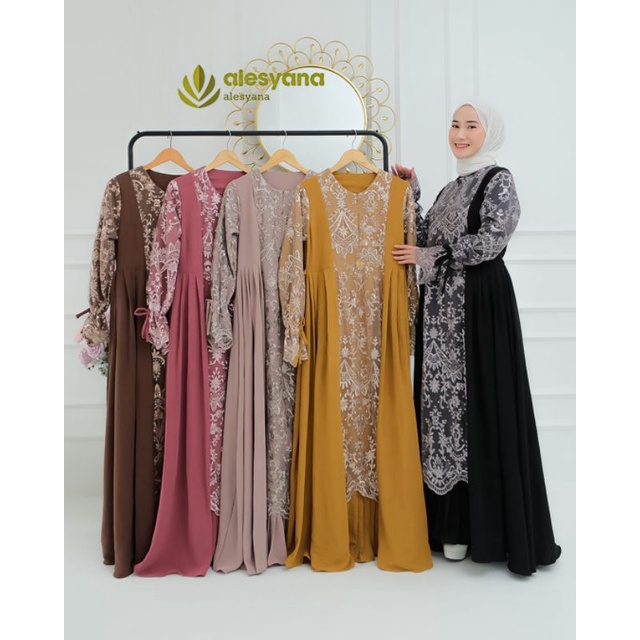 Gamis Only Dress Zafira Brukat berlabel By Alessayan mett Veruty babydoll grosir Cirebon