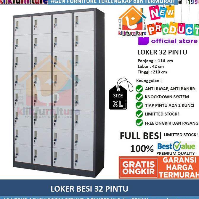 

New Lemari Loker Locker Cabinet 32 Pintu Full Besi Lk32 Discount