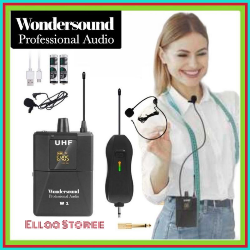 Mic Clip On Wireless WONDERSOUND W1 Mic Bando Headset Imam Mesjid
