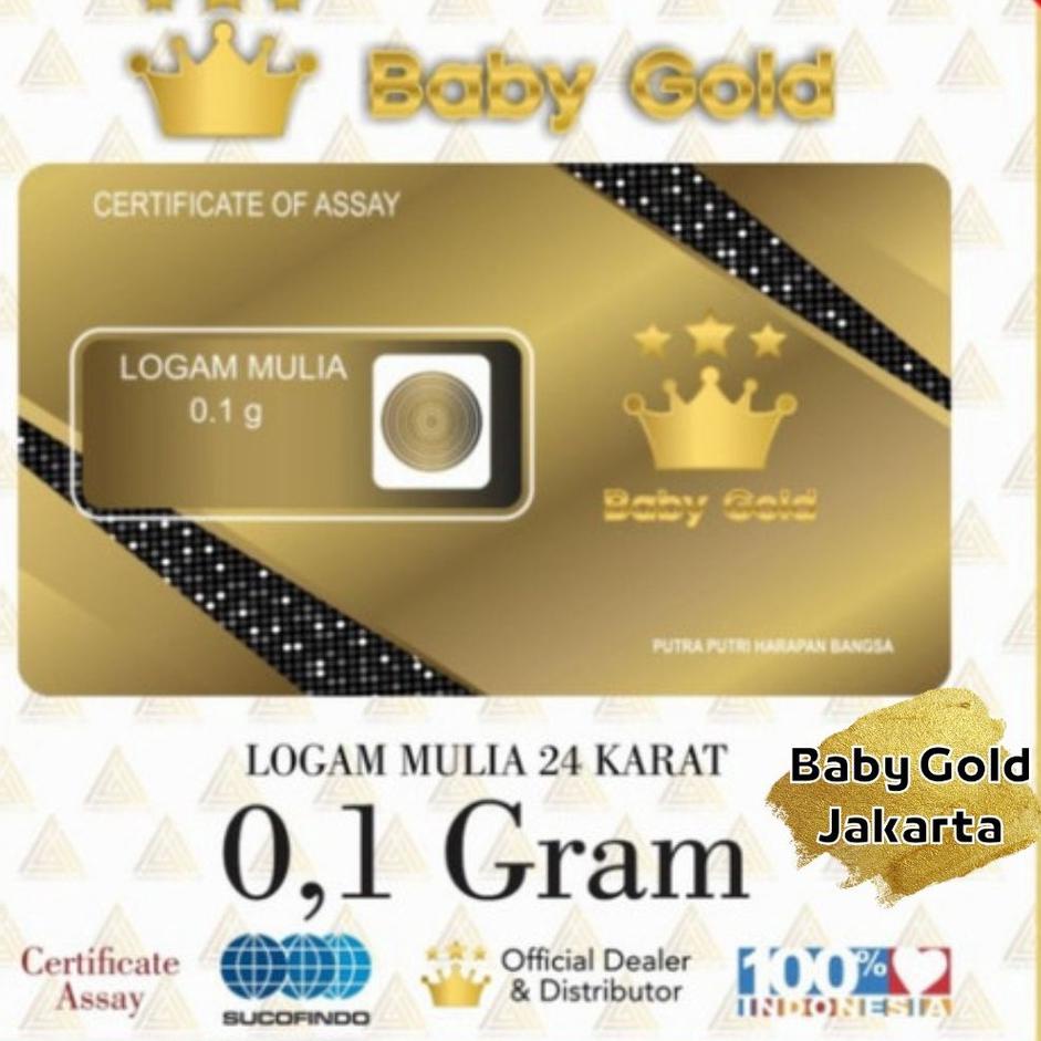 trxd2D7p Yang dinanti Baby Gold Emas Mini 0,1 gram Logam Mulia 24 Karat 0.1gr BabyGold Emas Murni 24