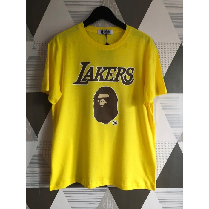 T-SHIRT BAPE LA LAKERS YELLOW PREMIUM KAOS PRIA BAPE KAOS WANITA BAPE