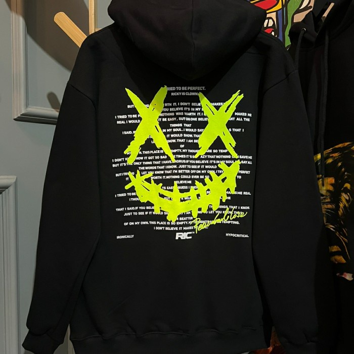 HOODIE RICKY IS CLOWN NEON BLACK HOODIE PRIA WANITA BRANDED KEKINIAN