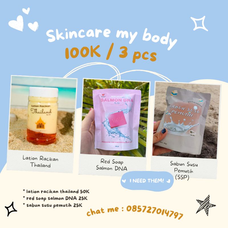 Paket 3in1/SABUN SUSU PEMUTIH/SABUN AYU SALMON DNA/LOTION RACIKAN THAILAND/SABUN 2IN1/SABUN WHITHENI