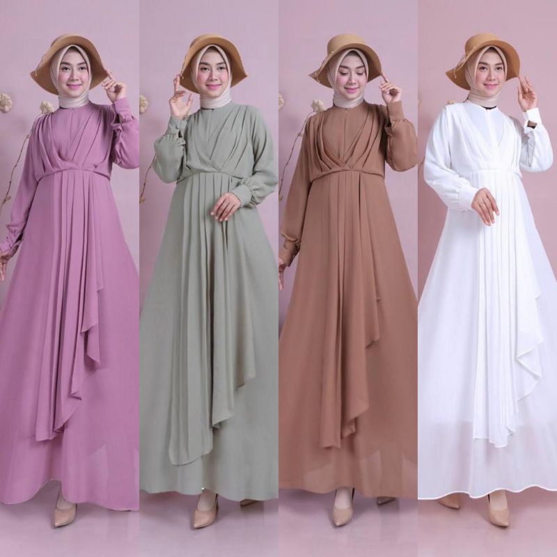 Gamis Polos Ceruty Renda//Gamis Terbaru//Gamis ceruty Renda