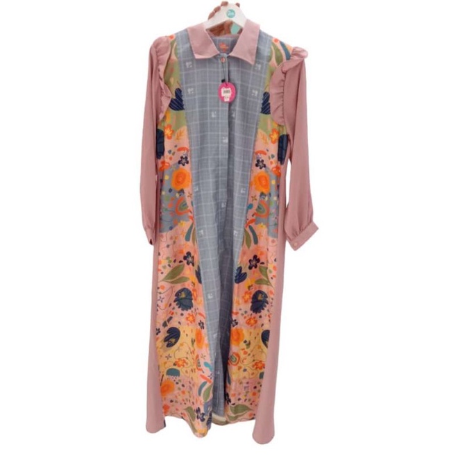 GAMIS PINK PRINTING DRESS GIOK SCARF & APPAREL || MOUNEERASHOP