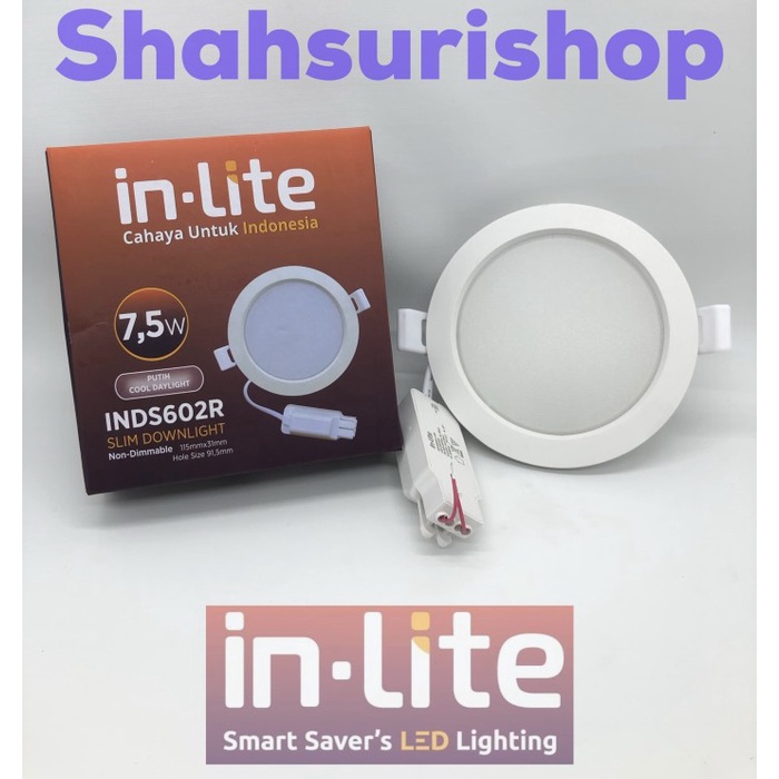 lampu led LAMPU DOWNLIGHT PANEL LED IN-LITE 7,5W 7,5 W WATT INDS 602 R 115x31 MM - Putih(Y1F3) lampu
