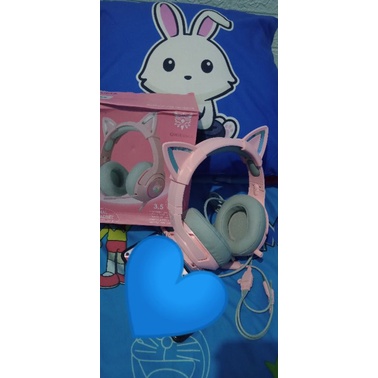Onikuma K9 Rgb Baru Warna Pink Telinga Kucing Lucu Headset Gaming Perempuan (BEKAS)