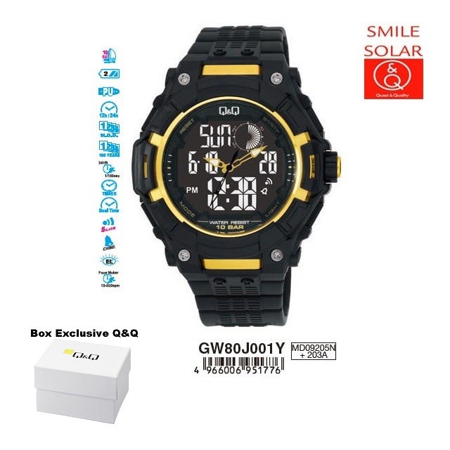 Must Have Jam Tangan Pria Casual Sporty Dual Time Original Q&Q Qnq Qq Gw80Gw80J Terbaru