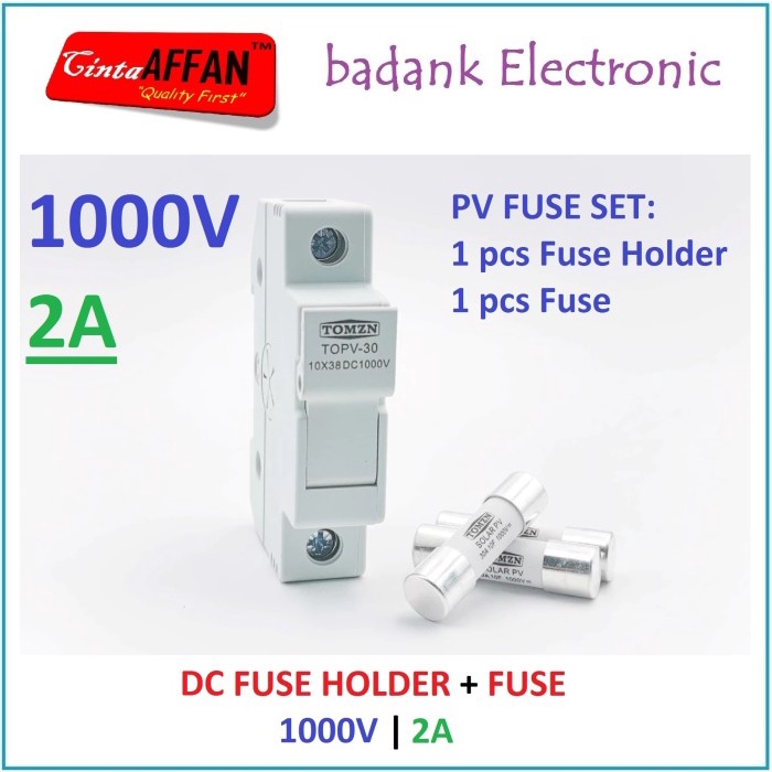 Terlaris [2A] Dc Fuse Holder 1P 1000V With Fuse Link 2A