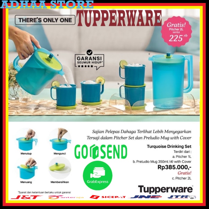 Terlaris Pitcher Set Tupperware / Teko Air Minum Set Original Tupperware