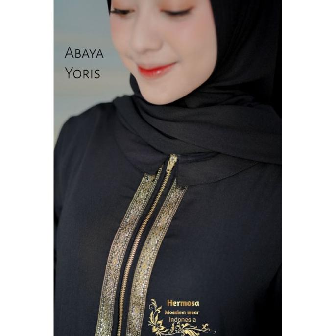 Gamis Abaya hitam bahan Yoris original by hermosa/gamis abaya hermosa