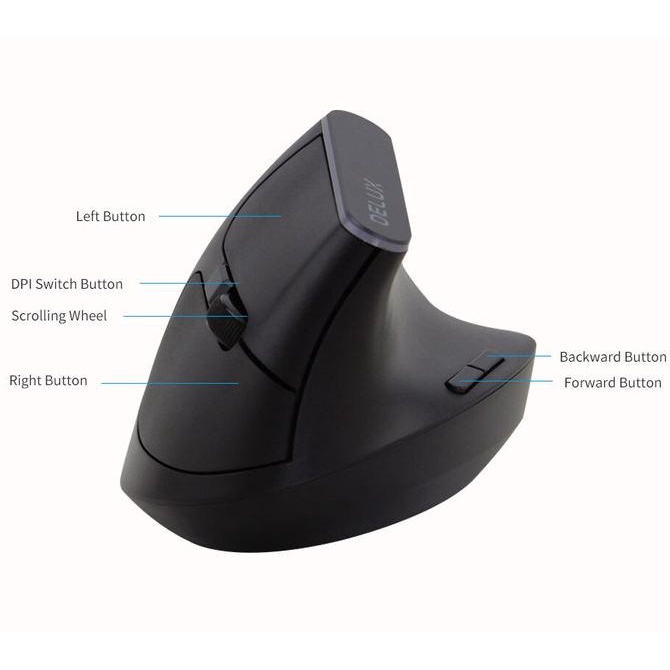Delux M618C M618DB Dual Mode Bluetooth Wireless Vertical Mouse