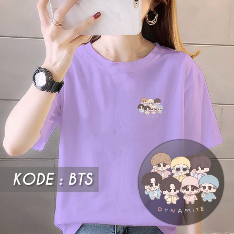 KAOS BTS ARMY LILAC UNGU DYNAMITE TSHIRT WANITA PRIA LAKI BAJU PEREMPUAN VIRAL