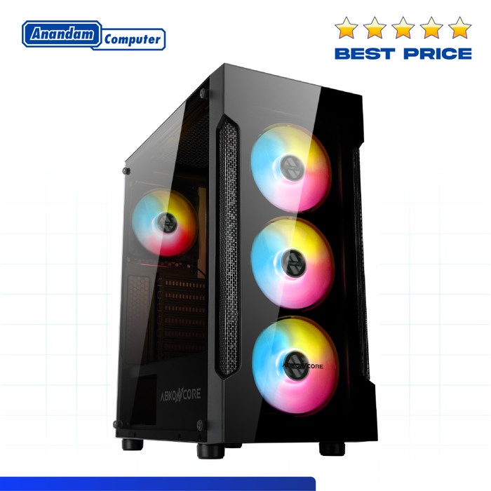 Casing Abkoncore T250 V2 with 3 Fan Twilight Rainbow