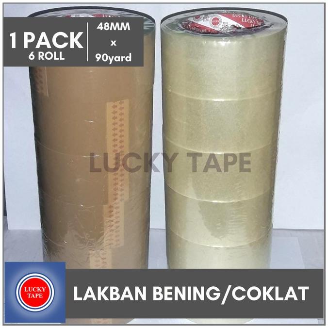 

HOT SALE Lakban Bening Coklat LUCKY TAPE 2" 48MM 90 Yard BUKAN DAIMARU 1 SLOP