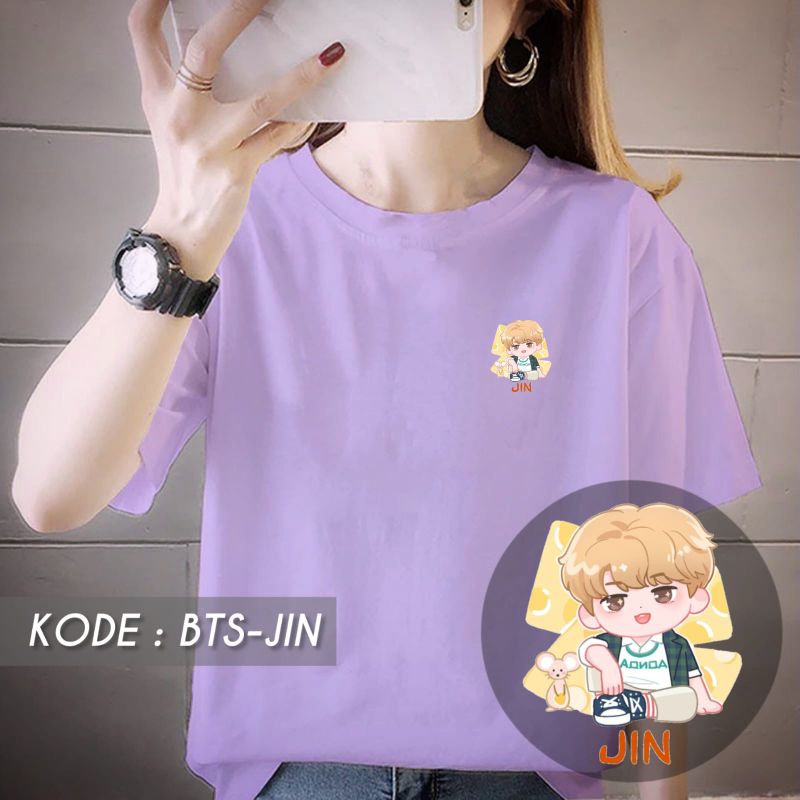 KAOS BTS JIN ARMY LILAC UNGU TSHIRT WANITA PRIA BAJU LAKI PEREMPUAN COTTON COMBED 30S