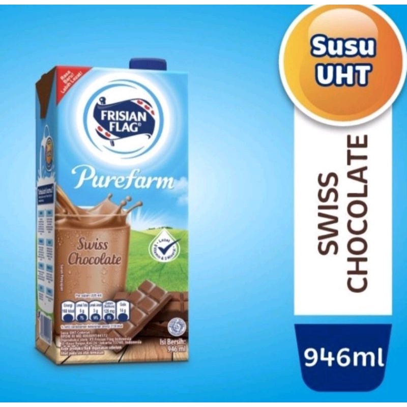 FRISIAN FLAG SUSU UHT FULL CREAM SWISS CHOCOLATE COKELAT 946 ML 946ML FAMILY SUSU CAIR PLAIN BUKAN 9