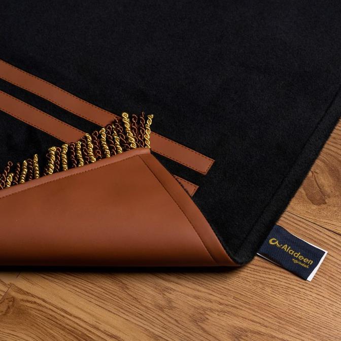 Sajadah Aladeen Bulu Tipis (Tanpa Busa) - HITAM Size Dewasa