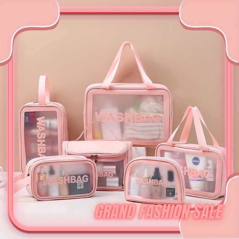 Tas Kosmetik Washbag Travel Pouch Make Up Organizer Transparan