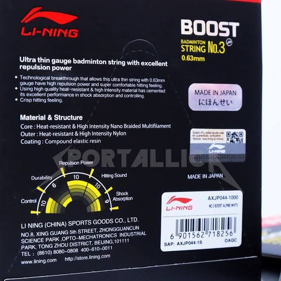Senar Raket Badminton Lining No 3 Boost Asli Original Lining