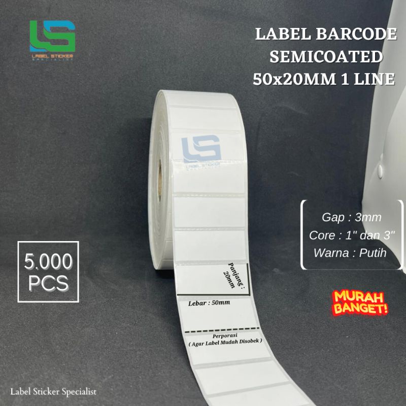 

Label Printer Barcode 50x20 MM - 50X20 MM - 2 LINE SEMICOATED ISI 5000