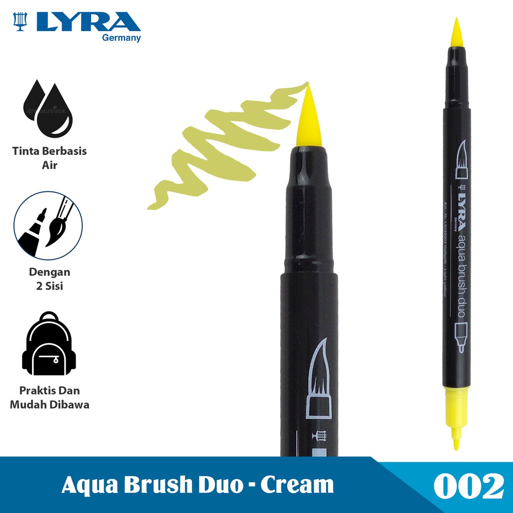 

Lyra Spidol / Pulpen Warna 1 Pcs Dual Tip 002 - 082 Aqua Brush Duo Spidol Kuas Lyr-6520002