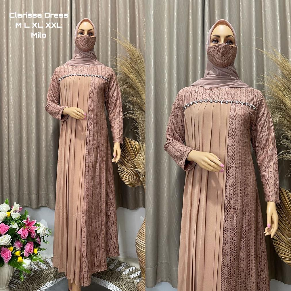 Gamis Clarisa| Gamis| Gamis Pesta| Gamis Brukat| Gamis Brukat Tile| Gamis kondangan| Dress Kondangan