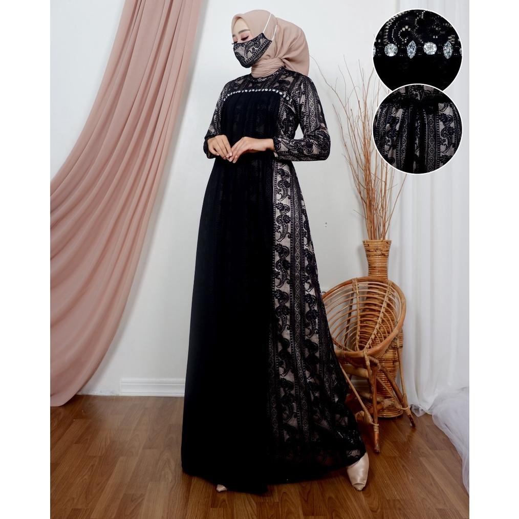 Gamis Pesta Brukat Katun| Gamis| Gamis Pesta| Gamis Kondangan| Gamis Brukat| Gamis Brokat| Gamis Cer
