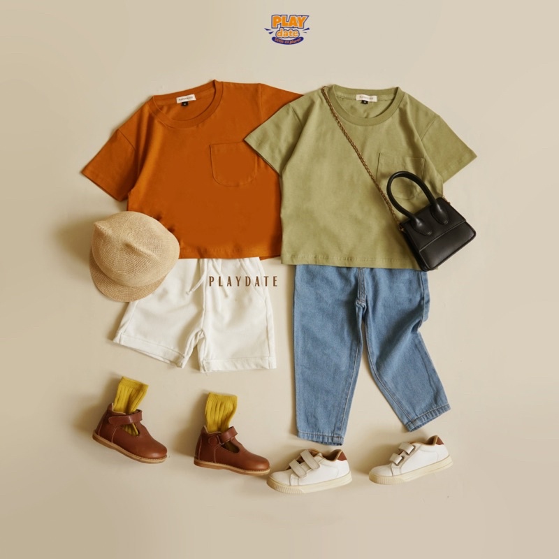 Playdate Baju Kaos Atasan Lengan Pendek Basic Oversize Anak Laki Laki Perempuan Oversized Tee Kida Premium