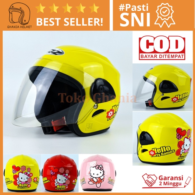 Tiger Helmet Kids Helm Anak Kecil Perempuan Cewek SNI 3 4 5 6 Thn Tahun Motif Karakter Hello Kitty