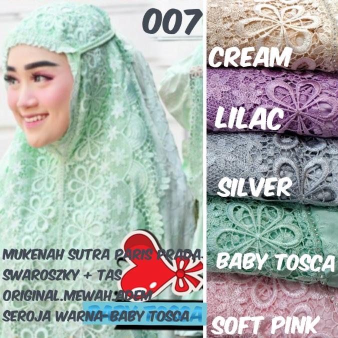 Mukenah renda seroja bordir Swarovski sutra paris(mewah)+tas cantik