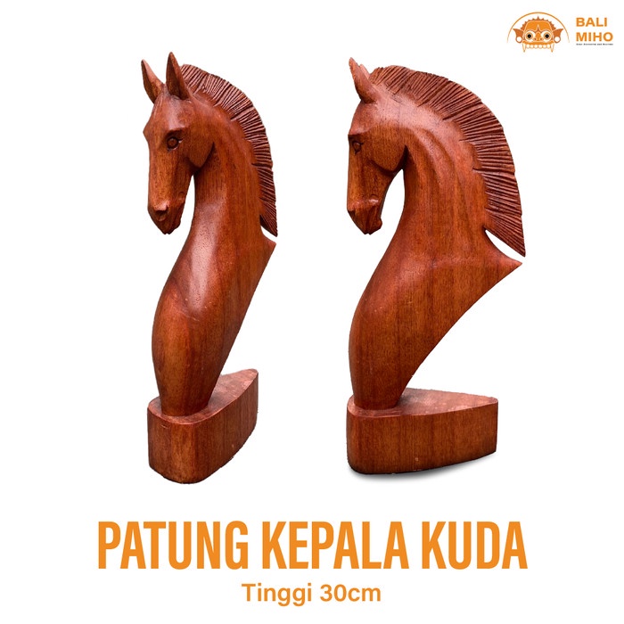 Patung Kepala Kuda 30 cm - Patung Kuda - Patung Kayu - Pajangan Kuda