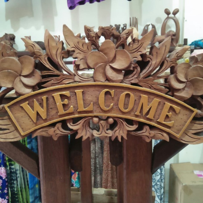 gantungan dinding tulisan welcome/hiasan dinding ukir bali