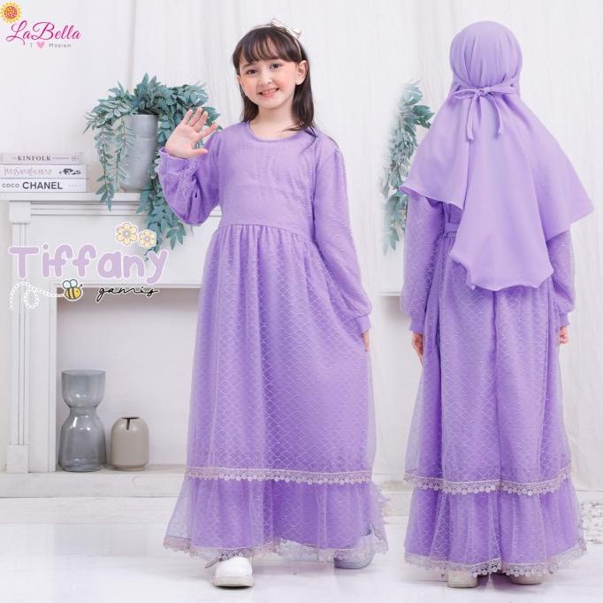 Labella TIFFANY Gamis Dress Tutu Anak Perempuan Set Jilbab