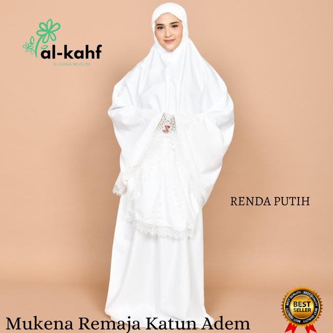 Mukena Dewasa/Remaja Putih Renda premium Katun Adem